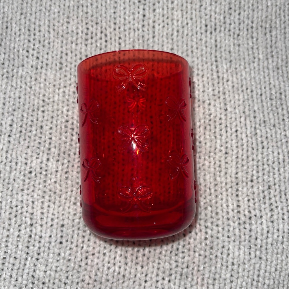 Red plastic cup with Bow Design